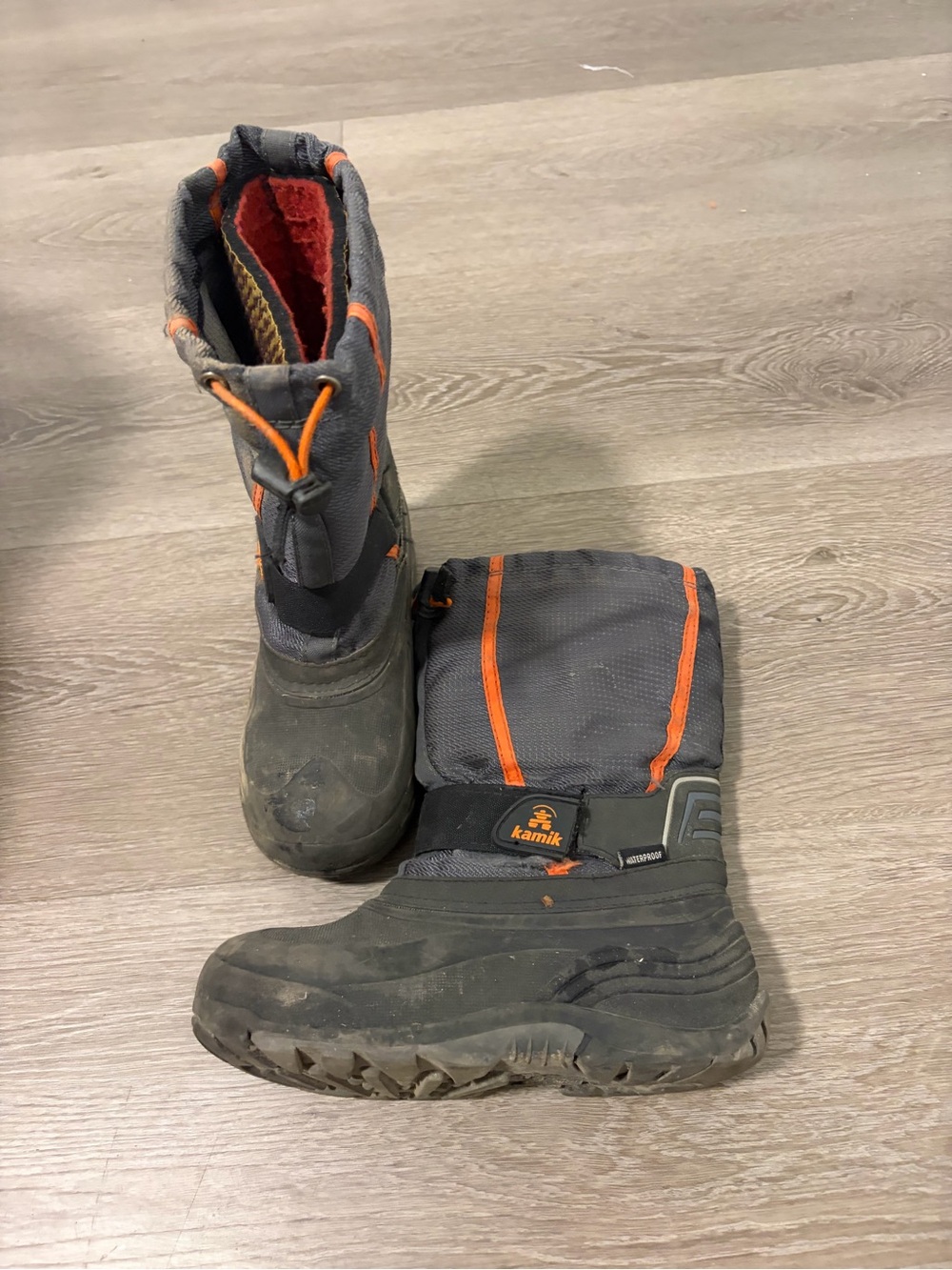 Kamik Kids Gray and Orange Insulated Snow Boots